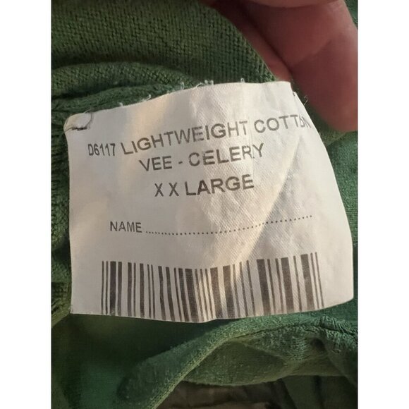 Vintage Barbour lightweight cotton v-neck sweater green sz XXL designer classic - Picture 5 of 9